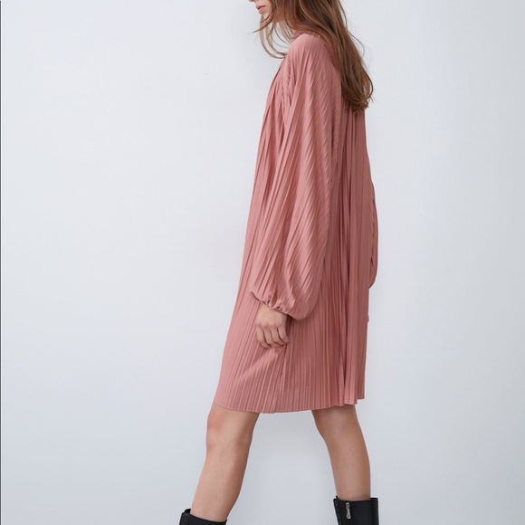 ZARA Pink Pleated Dress - Picture 5 of 8